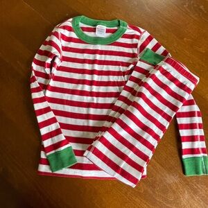Hanna Anderson Red and White Striped Pajama Set with Green Accents 100% cotton